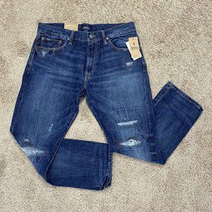 Polo Ralph Lauren The Varick Slim Straight Distressed Patch Jeans Men’s 34 x 34